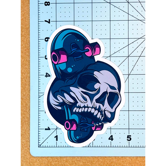 Skateboard Skull High Quality Water Resistant Sticker Decal - Picture 3 of 4